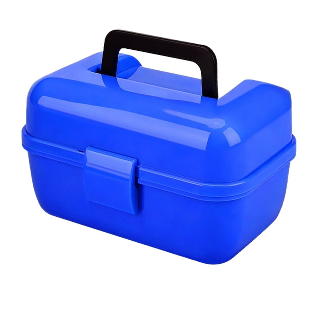 For for Mini Lure Specific Fishing Tackle Box with Two Levels: 6 Top Slots and Spacious Lower Zone 180 Degree Lid Thickened PP Construction (Blue)