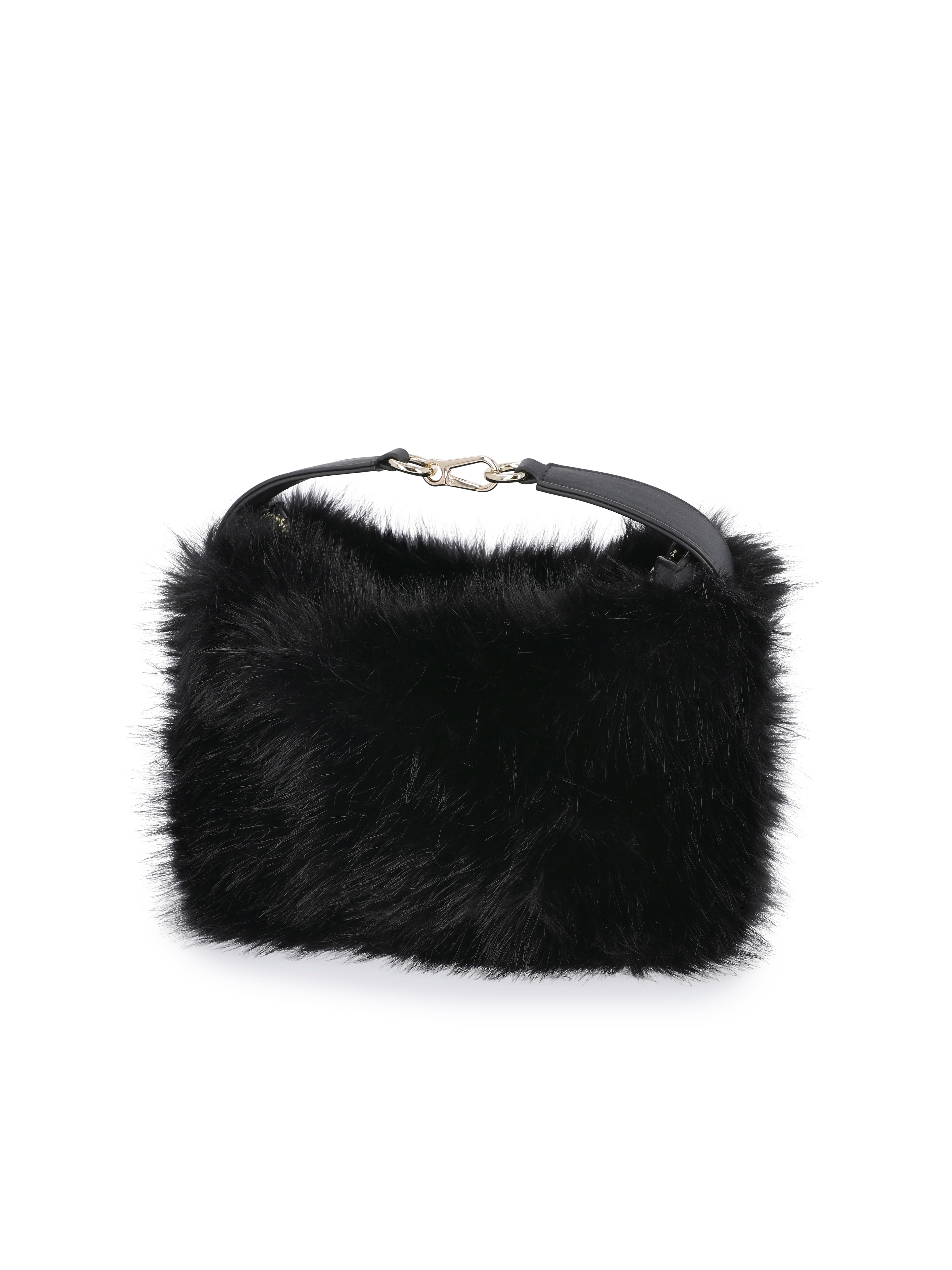 Scoop Women's Faux Fur Top Handle Mini Bag, Black