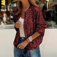 thumbnail image 7 of VEKDONE Women's Sparkly Sequin Jackets Casual Long Sleeve Zip Up Coat Fashion Party Festival Outerwear Fall Thin Lightweight Jacket Wine L, 7 of 7