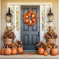 thumbnail image 5 of Guozer Thanksgiving Wreath for Porch Fall Wreaths for Front Door Fall Pumpkin Maple Leafs Decoration for Home Wedding Party, 5 of 6