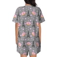 thumbnail image 4 of Womens Pajama Sets With Pocket, Eiffel Tower Donut Lounge Sets Short Sleeve Sleepwear PJ Sets for Women, 4 of 6
