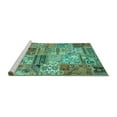 thumbnail image 2 of Ahgly Company Machine Washable Indoor Square Patchwork Turquoise Blue Transitional Area Rugs, 6' Square, 2 of 4