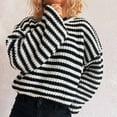 thumbnail image 5 of Byworldtasic Womens Oversized Sweaters Women's 2025 Fall Winter Long Sleeve Striped Sweater Casual Crewneck Pullover Knit Tops Black, 5 of 5