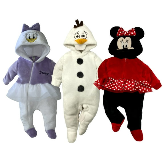 Kit 3 Mamelucos con Gorro Bordado Disney Daisy, Olaf, Minnie Carita Disney KitB409