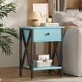 thumbnail image 2 of VECELO Nightstands Set of 2, Industrial End Table with 1-Drawer & Storage Shelf, Small Bedside Table Organizer for Small Space, Side Table for Bedroom Living Room, Light Blue, 2 of 8