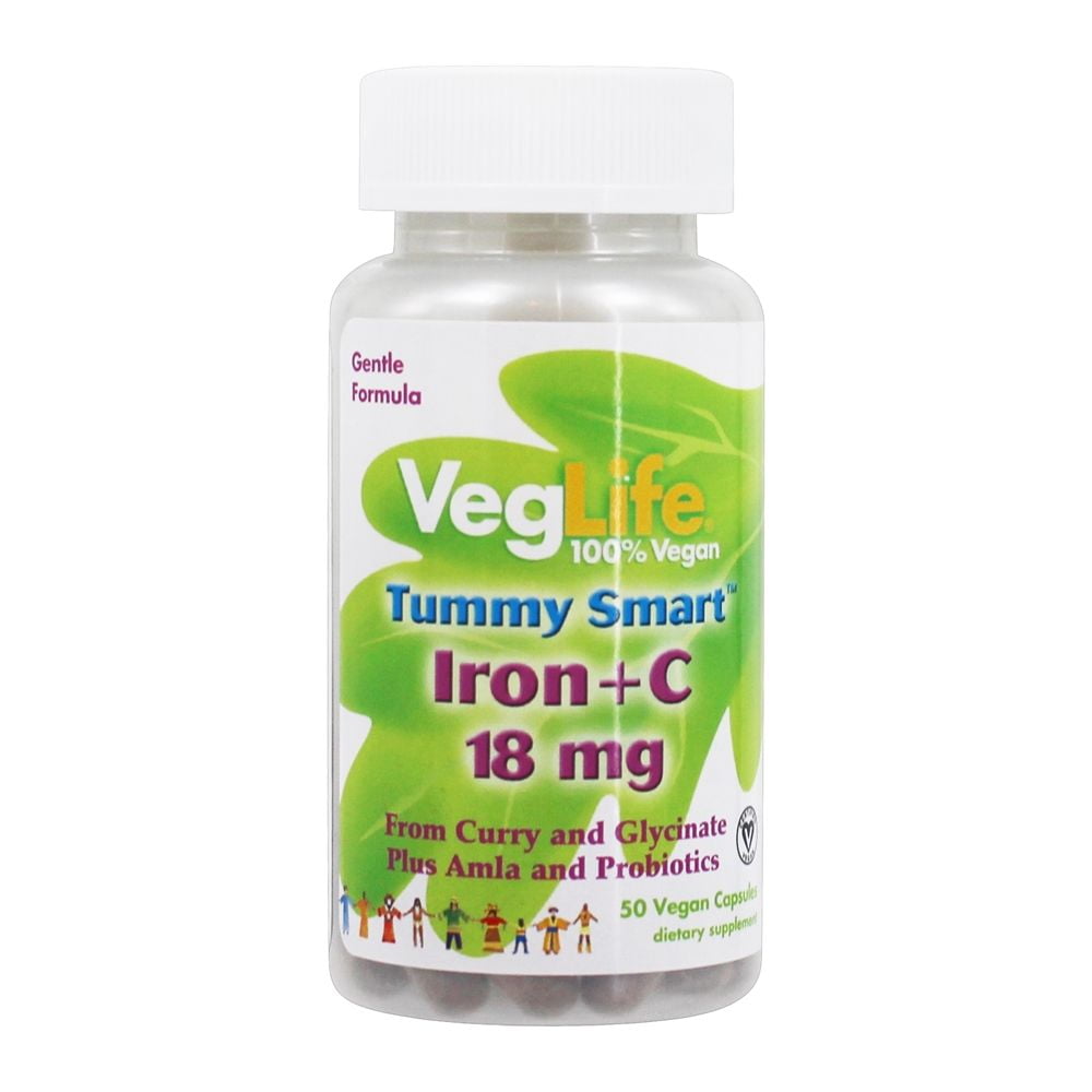 VegLife Tummy Smart Iron 18mg + Vitamin C 50 Vegan Capsules