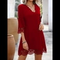 thumbnail image 4 of Vestido Camisero Informal de Verano para Mujer, con Mangas 3/4, Holgado y Holgado Rojo M, 4 of 10