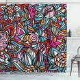 thumbnail image 1 of Urban Graffiti Shower Curtain, Abstract Graffiti of Shaded Floral Design Artistic Style Overlapping Flowers, Fabric Bathroom Set with Hooks, 69W X 84L Inches Extra Long, Multicolor, by Ambesonne, 1 of 3
