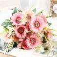 thumbnail image 3 of 1 Bouquet 7 Heads Artificial Flowers in Vase Decor Flower Arrangements Fake Faux Flowers Bouquets in Ceramics Vase Table Centerpieces Holiday Dinning Coffee Room Table Kitchen, 3 of 8