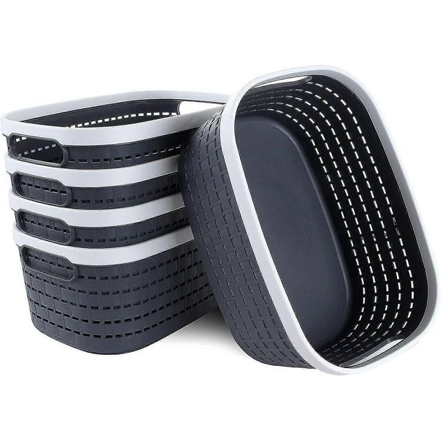Pack Plastic Storage Basket, Storage Box, Storage Bin For Office, Bathroom, Kitchen And Wardrobe - 300 X 210 X 135 Mm (dark Grey)