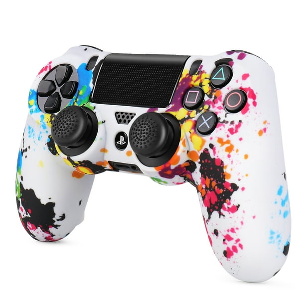 Ps4 Slim Pro Controller Skin Grip Cover Case Set Protective Soft Silicone Gel Rubber Shell Anti Slip Thumb Stick Caps For Sony Playstation 4 Controller Gaming Gamepad Splash