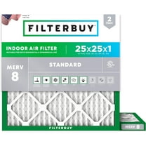Filterbuy 25x25x1 MERV 8 Dust Defense, Pleated HVAC AC Furnace Air Filters (2-Pack)