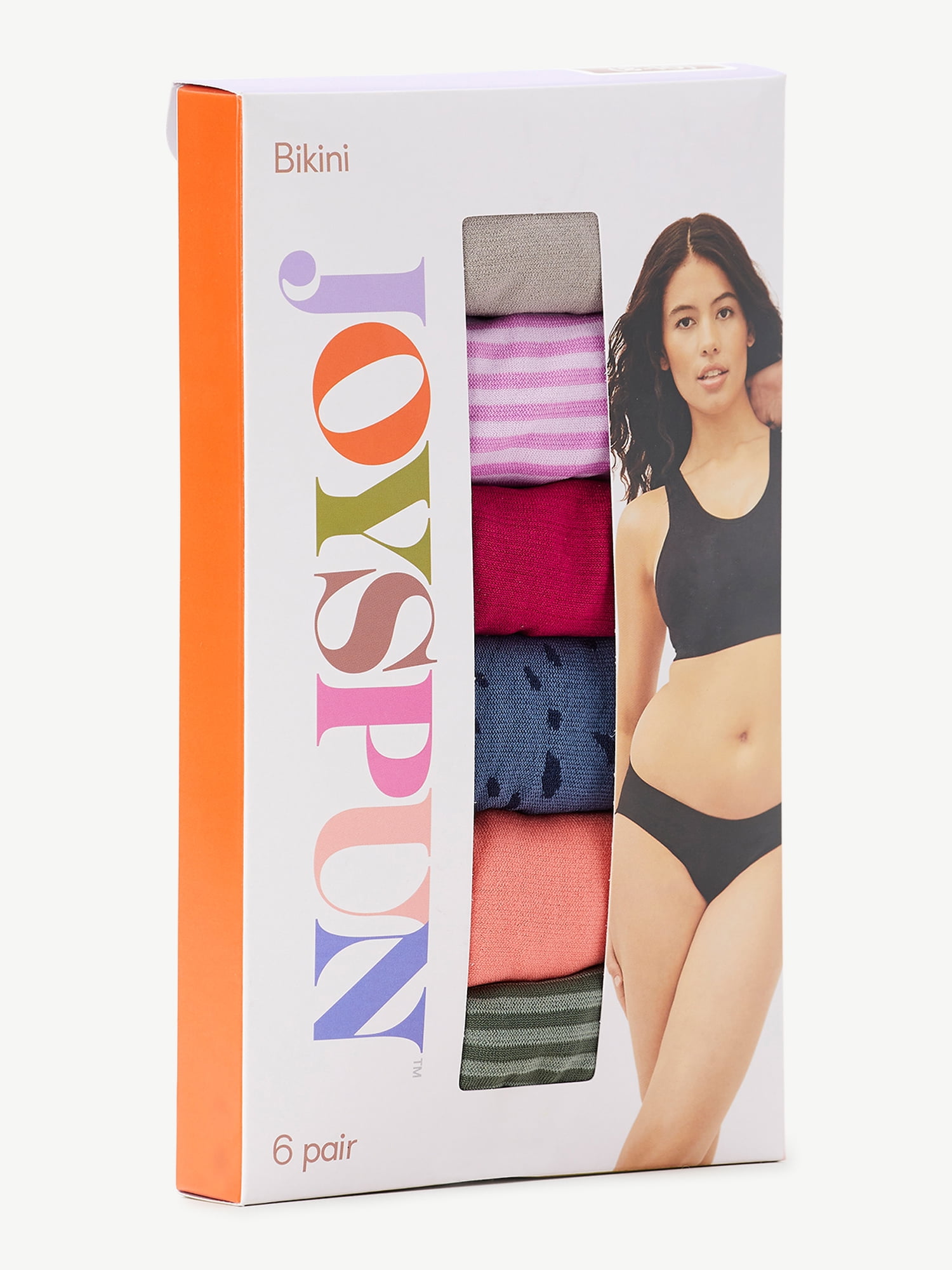 Joyspun Women's Seamless Bikini Panties, 6-Pack, Sizes XS to 3XL