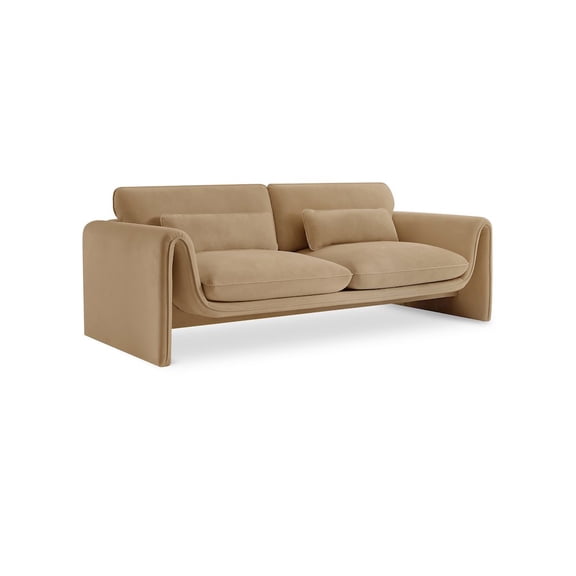 Meridian Furniture Sloan Camel Velvet Fabric Sofa