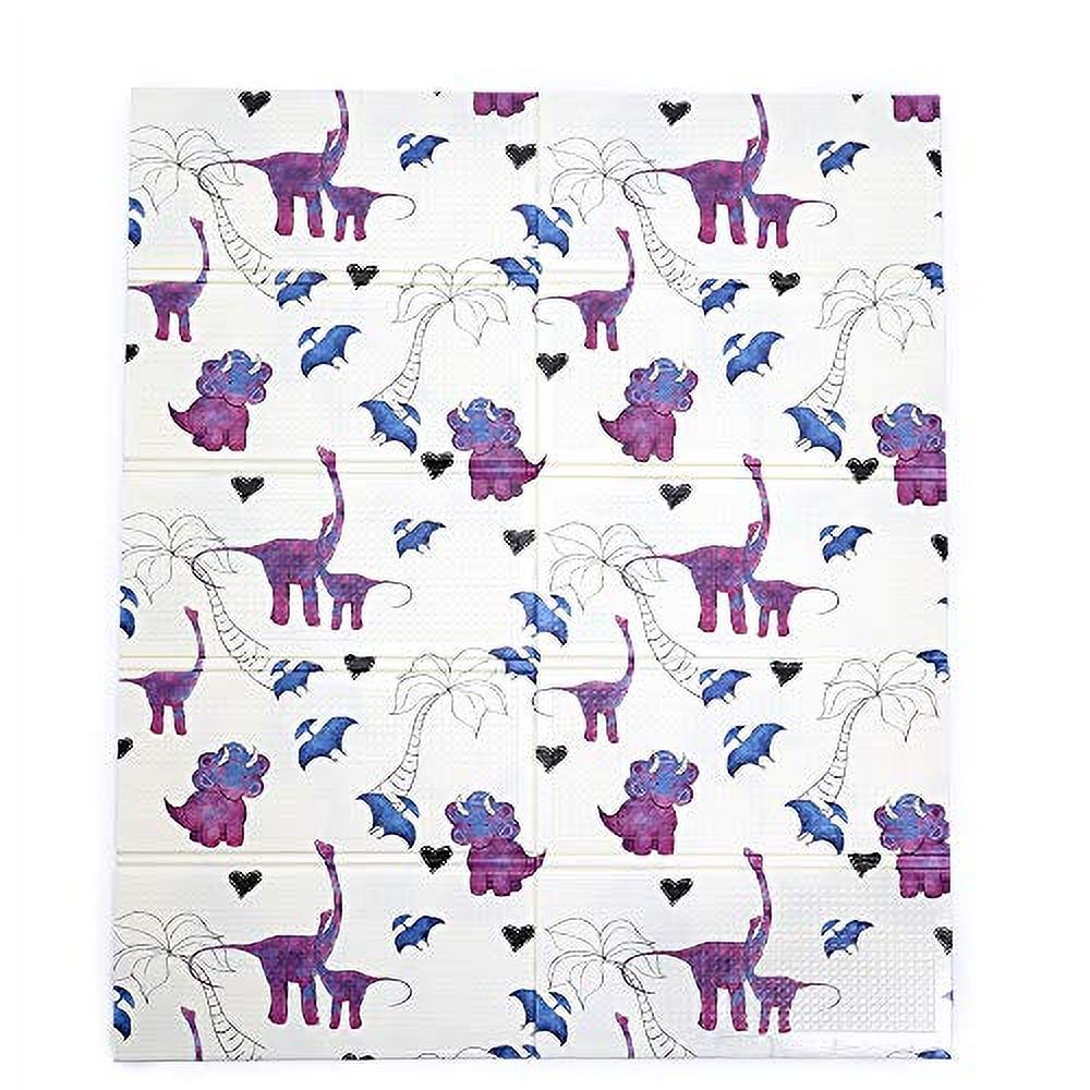 Jumpoff Jo Large Waterproof Foam Padded Play Mat for Infants, Babies, Toddlers, 8+ Months for Play & Tummy Time 76 in. x 58 in. Double-Sided Design: Tiny Dinos Pink & Blue
