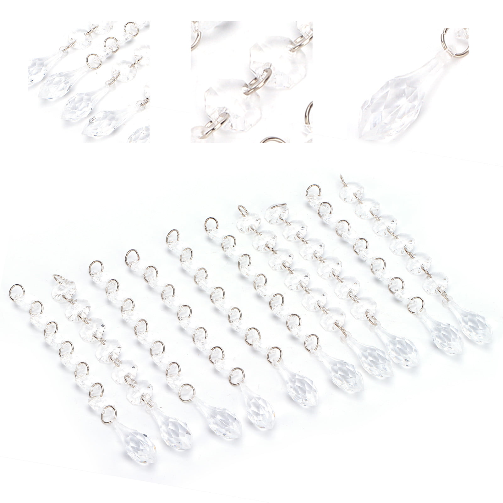 10pcs Clear Teardrop Acrylic Glass Beads Chandelier Hanging Ornaments Home Decor 
