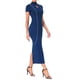 thumbnail image 4 of Jess por Meiko Vestido de Mujer Esculpido con Cuello en Llave y Cuello Mock Bodycon Maxi Vestido M Azul Marino, 4 of 6