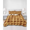 thumbnail image 2 of Twin Quilt Bedding Set, Golden-Yellow Waffle Cake Reversible Summer Quilt 3 Pieces, Modern Delicious Dessert Lightweight Bedspreads Coverlets with 2 Pillow Shams for All Seasons, 2 of 5
