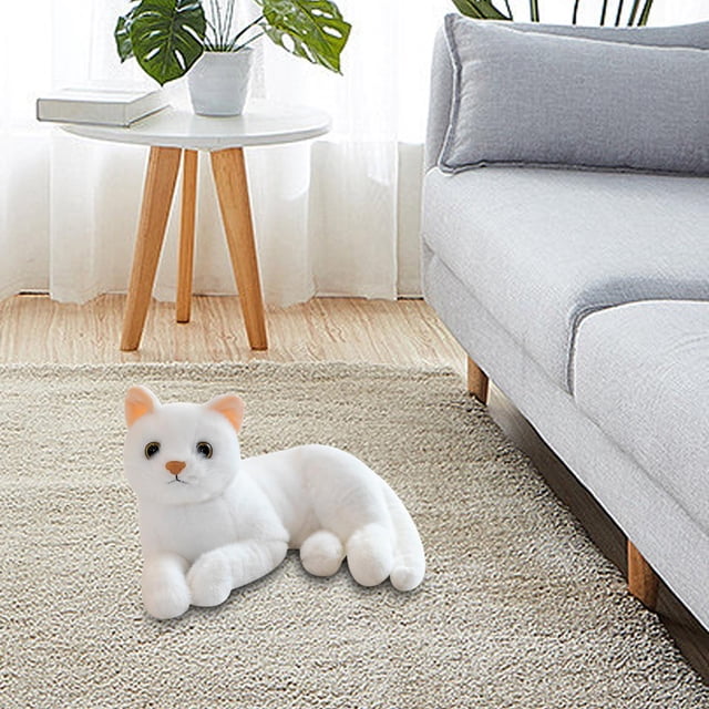 Almohada de gato Salvador muñeco de peluche adorno de dibujos animados realista Juguetes de peluche gato blanco muñeca gato