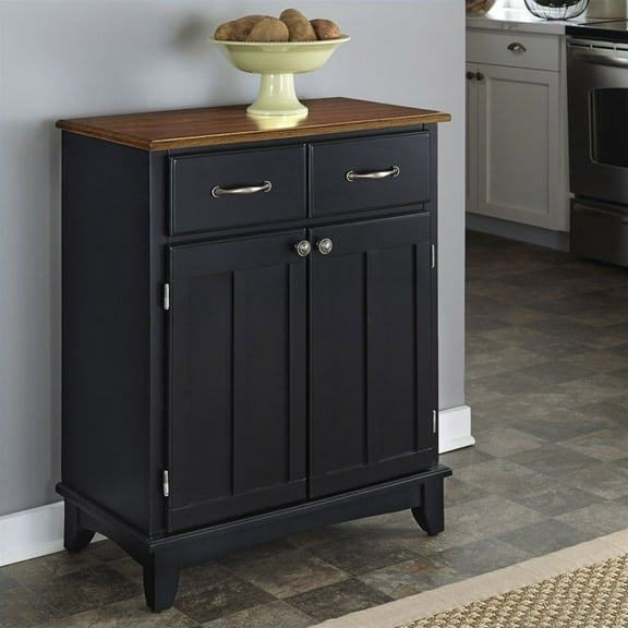 Pemberly Row Wooden Buffet Server in Black and Cottage Oak