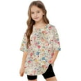 thumbnail image 6 of Virmaxy (5-15 Years) Boys Girls Fashion Casual Shirt Teenagers Solid Color Short Sleeve Round Neck Top Summer Loose Casual Trendy Pullover Shirt Multicolor-39 6 Years, 6 of 8