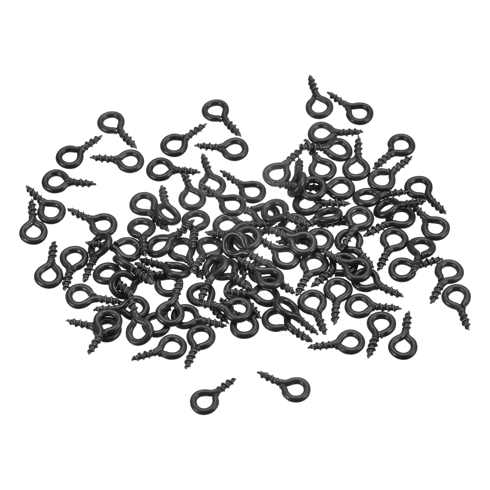 300 Pièces Petits Pitons à Vis Avec œillet - 5x10x1.2 Mm, Couleur Noire, Neuf, Marque Uxcell