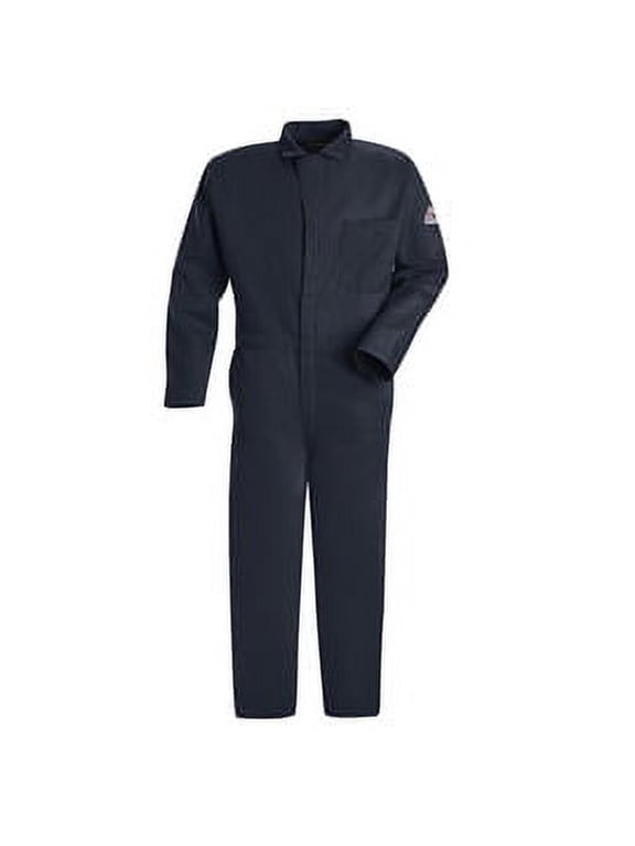 50" Navy Cotton Flame Resistant Coverall With Zipper Closure