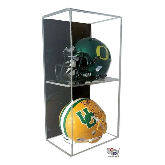 Acrylic Wall Mount Vertical Double Mini Helmet Display Case by GameDay Display
