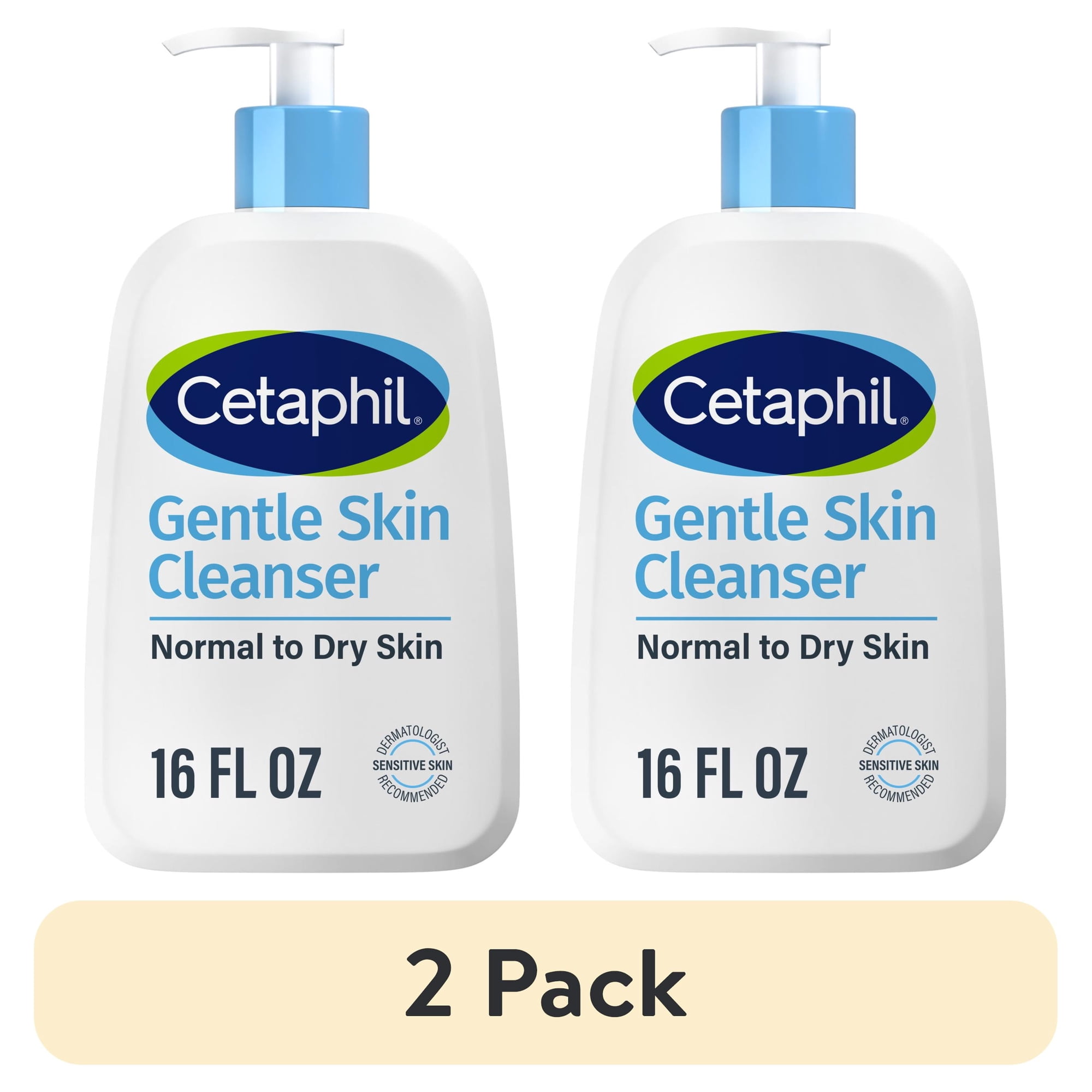 (2 pack) Cetaphil Face Wash Hydrating Gentle Skin Cleanser for Dry to Normal Sensitive Skin, 16 fl oz