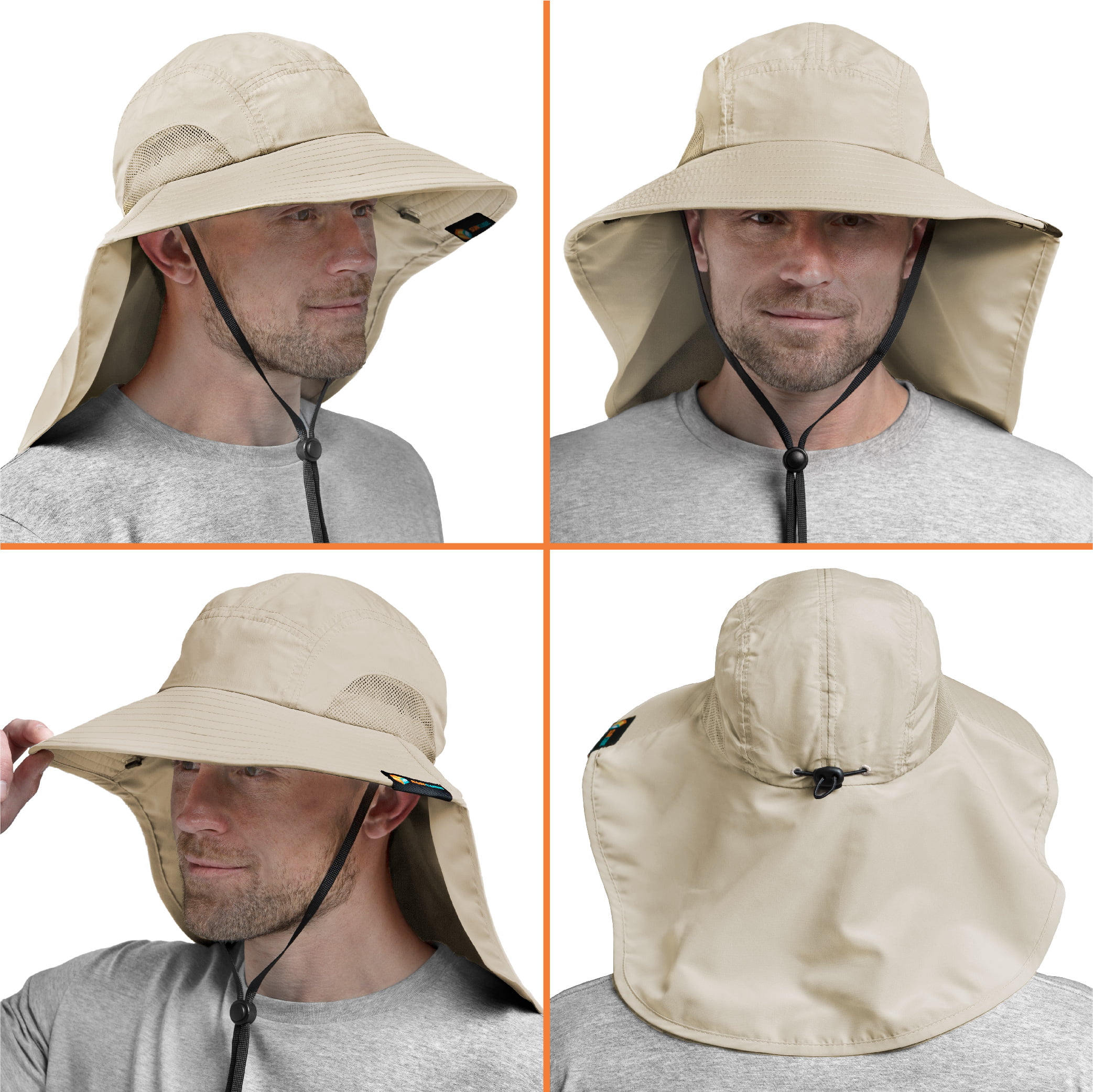 SUN CUBE Sun Hat for Men, Wide Brim Fishing Hat Neck Flap Cover