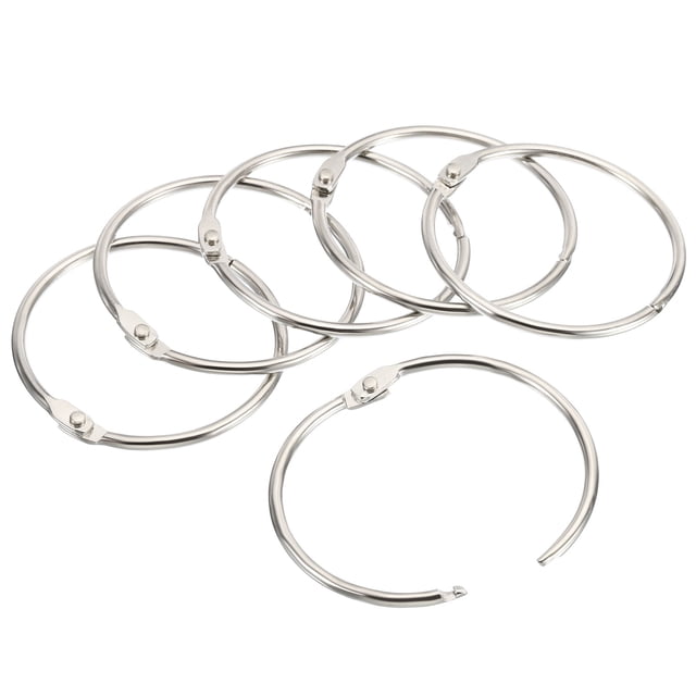 Anillos de hojas sueltas Uxcell de 2.2" OD 2" ID, anillo de acero para libro, bricolaje, álbum de recortes, cuaderno, paquete de 24