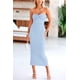 thumbnail image 5 of Vestido PRETTYGARDEN Maxi Cóctel Azul Sin Tirantes con Nudo Torcido Talla M, 5 of 8