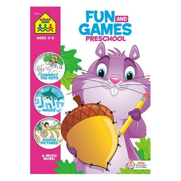 School Zone Fun and Games Preschool Activity Workbook (Paperback)