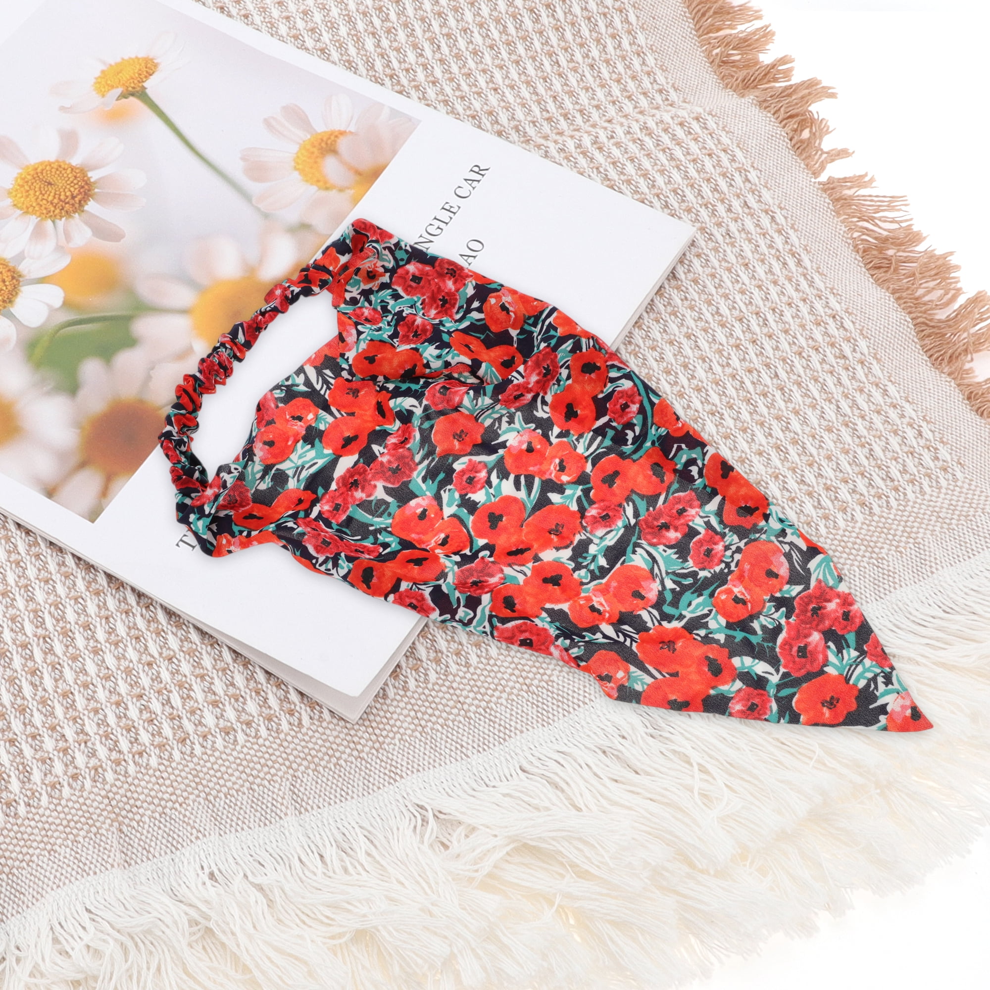 Unique Bargains 1pc Printed Pastoral Style Headwrap Red