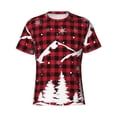 thumbnail image 4 of Vsdgher Christmas Tree Buffalo Plaid Print Men's Dry Fit Mesh Athletic Shirts Moisture Wicking Tennis T-Shirt Tops, 4 of 9