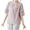 Pink, variant on Summer Womens Tops 2025 Cotton and Linen Plus Size Solid Color Button Half V-neck Shirt Short Sleeved V-neck Shirt