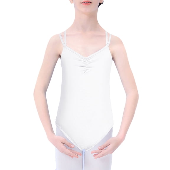 Daznico Girls Ballet Romper Jumpsuit Summer V Neck Dance Leotard for Toddler Kids Performance Practice Outfit,4-5 Years