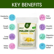 Herbal Mullein Tea, Mullein Leaf Tea Detox Tea Bags, Caffeine Free, 2g/Bag, 56 Bags