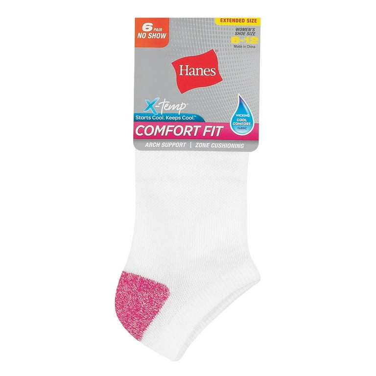 Hanes Premium 6 Pack Women's Cushioned Crew Socks - White 5-9