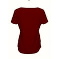 thumbnail image 4 of ZEHJUHAN Women's Casual Button Front Tunic Blouse Solid Color Loose Fit Crew Neck Summer Top, Red, S, 4 of 6