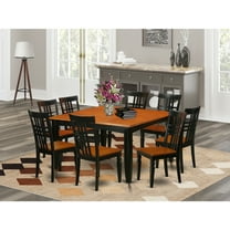 Rustic Dining Room Set - Kitchen Table with 8 Chairs - Space Saving Design