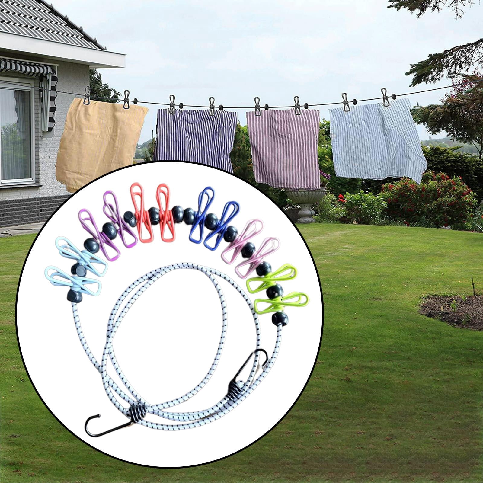 hengtong Elastic Travel Clothesline, Clothesline for, Retractable Elastic Clothesline for Colorful
