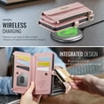 thumbnail image 3 of Allytechgroup Wallet Case for iPhone 11 with Credit Card Slot, RFID Blocking PU Leather Flip Case with Shoulder Strap Wrist Strap Compatible with MagSafe Shockproof Full Body Cover, Pink, 3 of 13