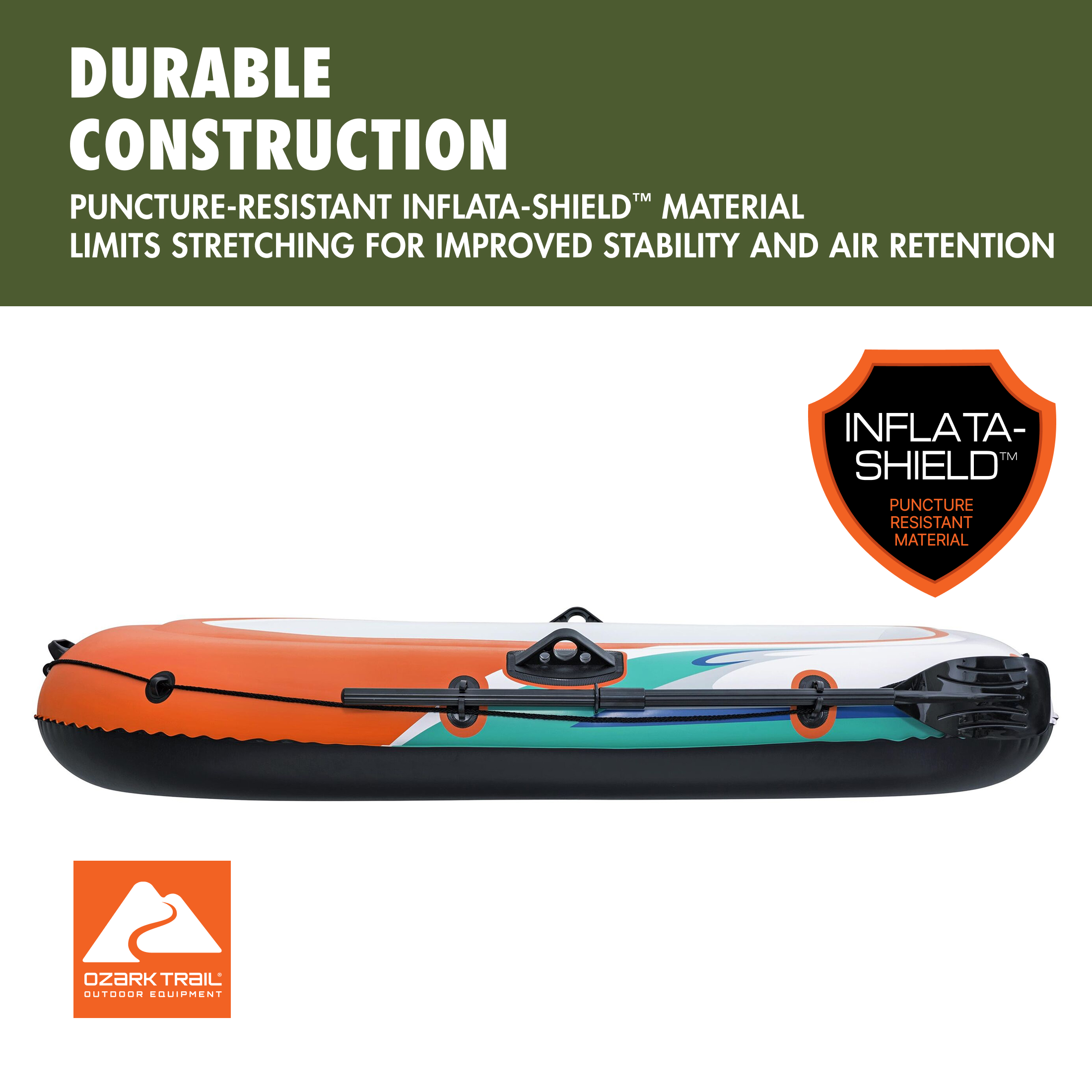 Set de balsa inflable recreativa para 2 personas, 6'5" x 40", Ozark Trail 3