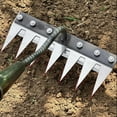 thumbnail image 1 of Gardenia Iron Weeding Rake, Iron Rake 2.0, 5/6/7/8 Teeth Carbon Steel Garden Weeder Rakes, Weeding Rakes for Dethatching, Gardening and Backyard Lawn Loosening Weed Tools (7 Tooth), 1 of 8