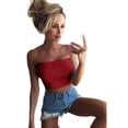 thumbnail image 4 of SHenli Womens Tops Ruched Cap Flower Flowy Summer Shirts Ribbed Knit Basic Tees, 4 of 5