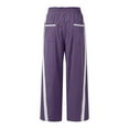 thumbnail image 3 of Dpytoraw Women's Baggy Wide Leg Pants Casual Drawstring Elastic High Waisted Contrast Color Workout Sweatpants Moisture Wicking Casual Pants Women Purple XL, 3 of 5