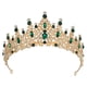 thumbnail image 1 of Tiara de corona de reina de cristal de imitación para mujer, tiaras de diamantes de imitación de princesa, accesorios para el cabello de Cosplay de fiesta de cumpleaños de boda, tono dorado verde, 1 of 7