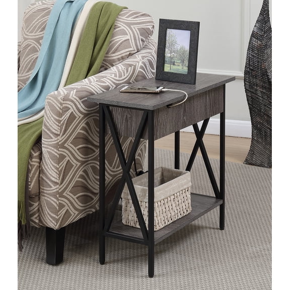 Convenience Concepts Tucson Flip Top End Table with Charging Station
