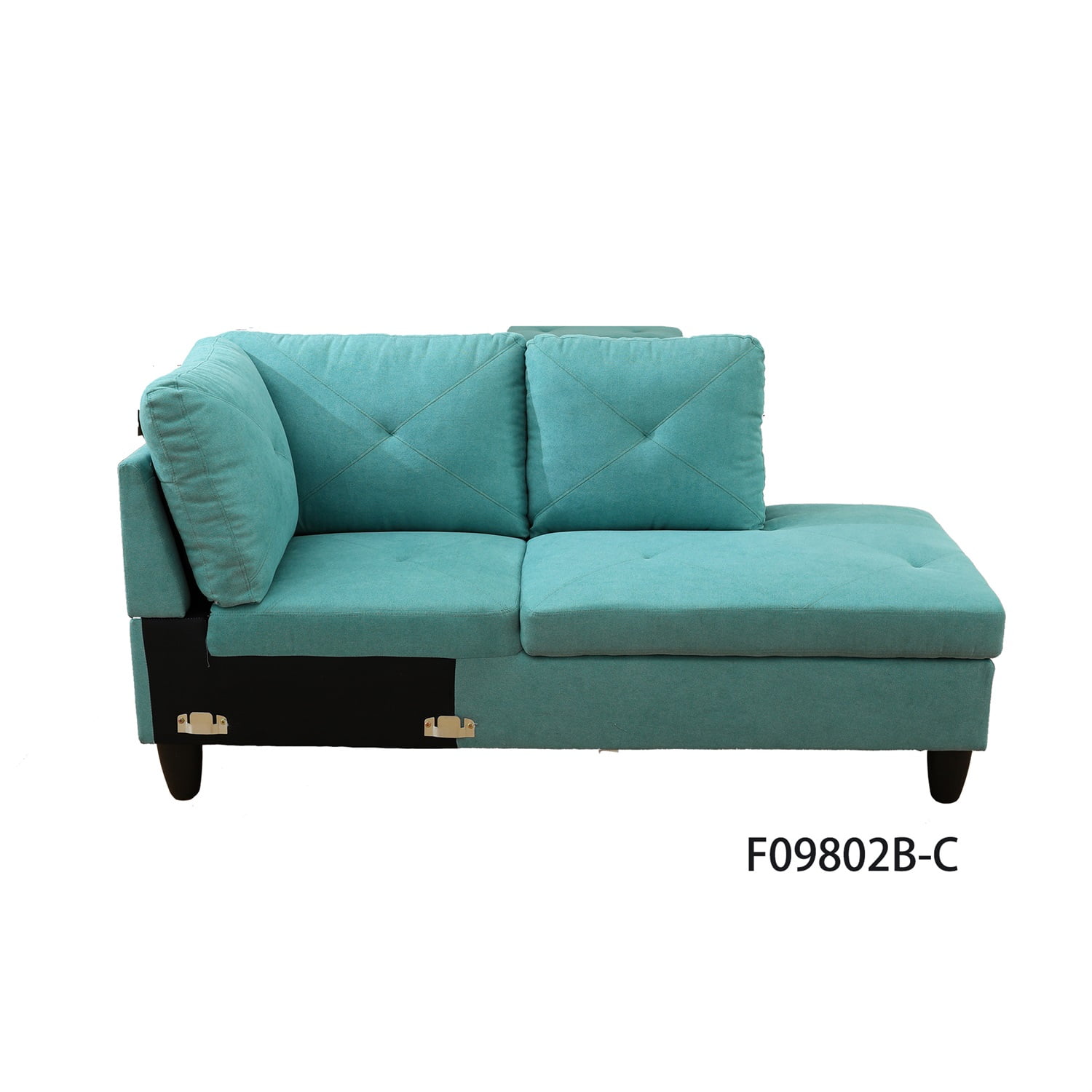 Hommoo 4 Seat Sectional Sofa Living Room Furniture Sets, Modern Flannelette L Shaped Couches and Sofas Model for Home, Green(No Ottomans)